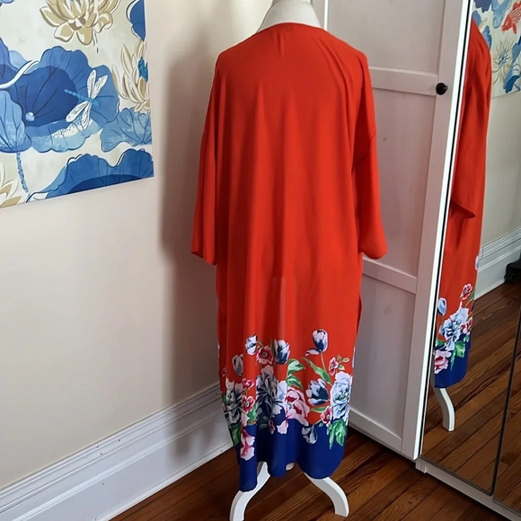 The Pioneer Woman Orange Kimono with Floral Print - Size S/M - Picture 4 of 8